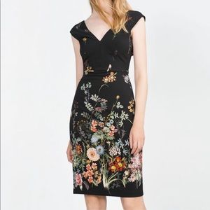 Zara black floral midi dress